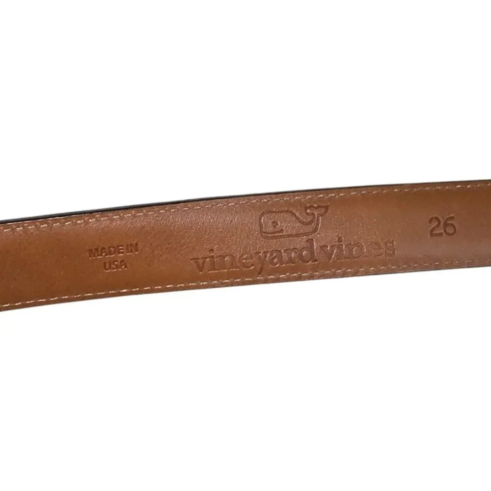 Vineyard Vines Tan Leather Belt with Silver Tone Hardware Women's Size 26 Small